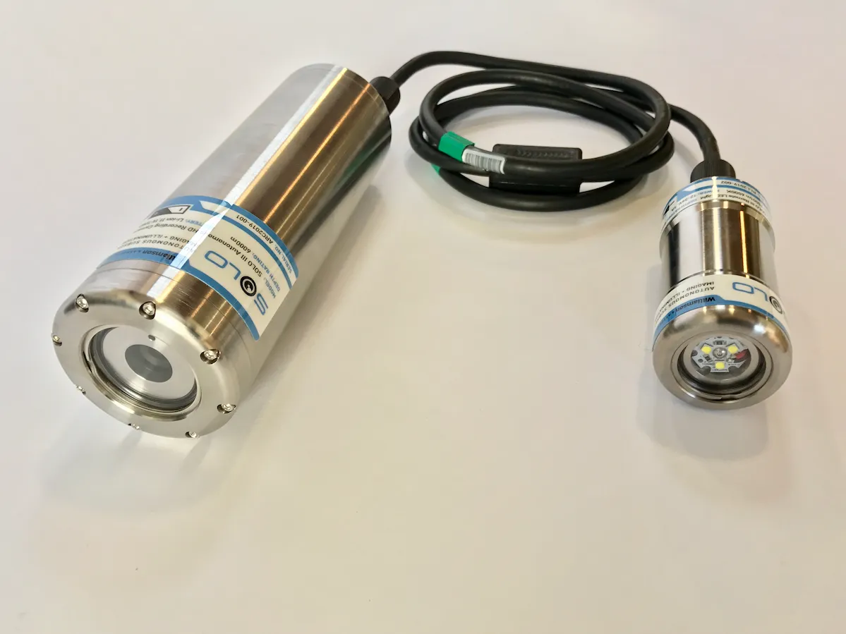 Wassoc's Subsea LED Light integrated with Wassoc's Autonomous Recording Camera via subsea connectors and cable